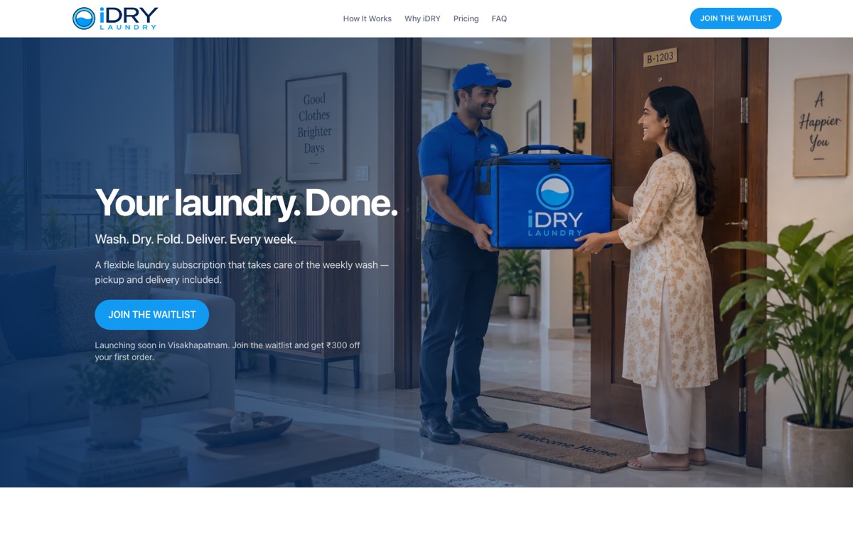 iDRY Laundry homepage